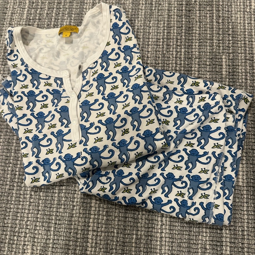Roberta Roller Rabbit Blue Monkey Print Kids Pajama Set